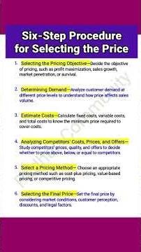 Six-Step Procedure for Selecting the Price