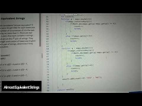 Almost Equivalent Strings HackerRank Code in Java.