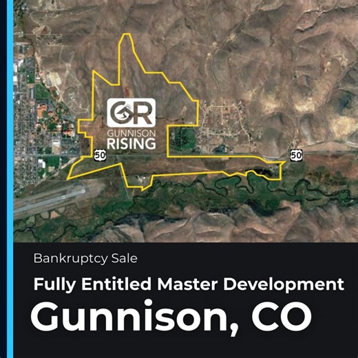 ✨ Introducing Gunnison Rising 🪏 Bankruptcy Sale: Keen-Summit Capital Partners LLC has been retained as the exclusive real estate broker for the bankruptcy sale of Gunnison Rising, a fully entitled, multi-phase, 565 acre mixed-use development in the City of Gunnison, Colorado. ✨ Master Planned Development Opportunity: Shovel Ready: Fully Approved & Entitled 🪏 565± acre fully entitled, mixed-use development along both sides of Hwy 50 (~2 mi.) ✅ Approved for 1,700 residential units 920,000 SF com
