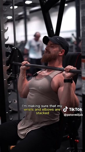 Smith Machine Shoulder Press - The bench angle is going to be different for everyone, however you want to set it upright but comfortable on uour shoulders. Keep elbows slightly tucked and wirsts / elbows stacked through the movement. Think about driving biceps and elbows in towards your ears. Control the eccentric, work in your full active range. - #gymtiktok #gymtok #shoulderworkout #shoulders #shoulderpress #gymtips