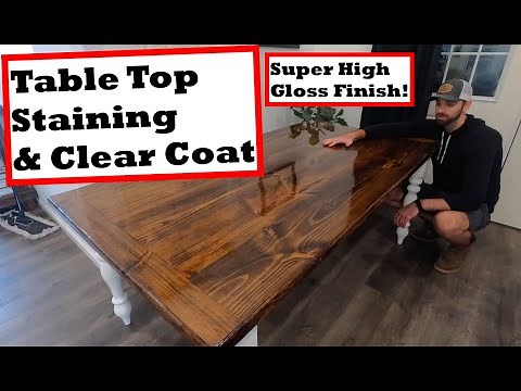Table Top Stain & Clear Coat: Espresso Stain & Gloss Polyurethane (Farmhouse Table series 4 of 5)