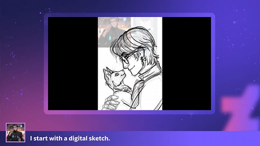 Be inspired as VeilAI creates their work, “Found Family.” from digital sketch to finished piece using DeviantArt Muro and DreamUp! bit.ly/3BPAB7F | DeviantArt