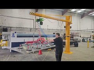 Efficient Steel Sheet Handling: Vacuum Lifter & Crane System in Action - One Stop Handling Ireland