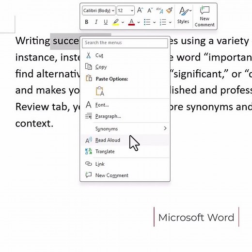Microsoft Word Using Thesaurus