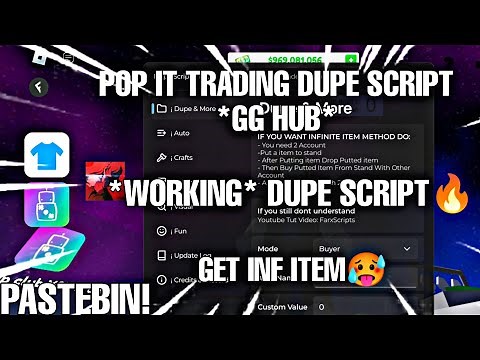 Pop It Trading ✨ Best Dupe Script *GG Hub* For Mobile And Pc | Pastebin | Keyless | 2024