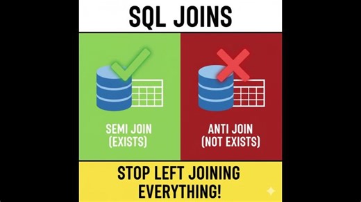 Boost Your SQL Skills: Semi and Anti Joins Explained | Krish Naidu - Machine Learning based SCM Product Development posted on the topic | LinkedIn