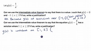 Justification with the intermediate value theorem: equation