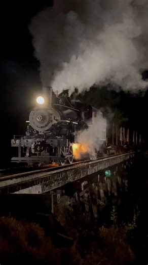 91K views · 3.7K reactions | A Heisler steam locomotive pulls an empty log train across a bridge after a long day of work. In reality, this scene was staged as part of a photography event at the Oregon Coast Scenic Railroad. #trains #travel #adventure #steamlocomotive #Oregon #nightphotography | Coasterfan2105 | Facebook