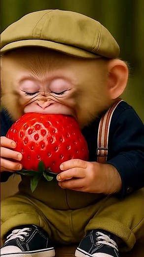 Cute Baby Monkey Cartoon Eating Strawberry 🍓 | Funny Animated Monkey Video for Kids 🐒 kids cartoon
