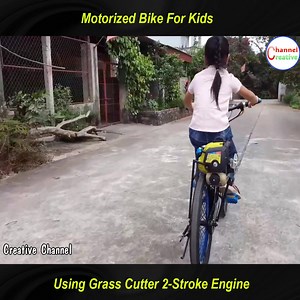 14K views · 178 reactions | Creative & Safe for the Kids! Motorized Bike Using a Grass Cutter Engine | Creative Channel | Facebook