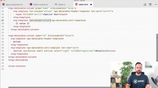 Creating an Ionic Table With ngx-datatable