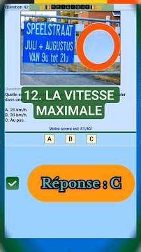 Question / Réponse:Code de la route 12. LA VITESSE MAXIMALE . #code #belgique #creatorsearchinsights