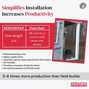 The one-piece #VERSAWRAP is the perfect solution for wrapping posts. The VERSAWRAP features VERSATEX sheet product with pre-mitered grooves and an interlocking friction-fit joint to create effortless alignment and a higher aesthetic value than matching up four individual pieces. When it comes to a lally column, support beams, front porch posts, or anything in between, wrapping posts can be a one-person install with superior results . 🙌 #wrapsmarter ➡️VERSAWRAP Brochure: https://versatex.com/wp-