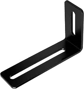 10 PCS 4" Black Adjustable L-Shape Corner Brace with Slot, Steel Joint Right Angle Brackets for PC case, Fixing Furniture, Thickness 1/8", Max. Load 30 LB