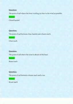 ASA 101 Keelboat Sailing 1 Exam V2 Latest Update 2025 2026 Update Questions and Answers Grade A 1