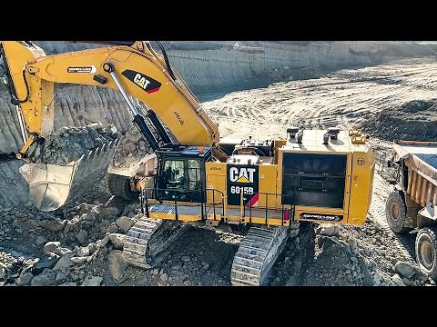 Caterpillar 6015B Excavator Loading Caterpillar Dumpers - Sotiriadis Mining Works