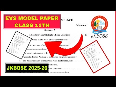 ♦EVS CLASS 11TH MODEL PAPER || 🍁JKBOSE 2025-26 || ENVIRONMENTAL SCIENCE JKBOSE 2025-26