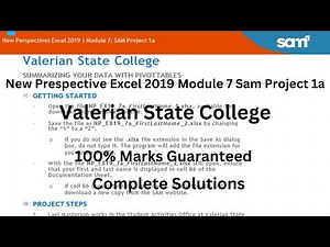NP_EX19_7A || VALERIAN STATE COLLEGE || Excel Module 7 SAM Project 1a || Complete Solutions | Part-1