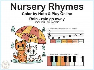 Rain Rain Go Away Nursery Rhythm | Online Music Game & Color By Note Sheet | Teaching Resources