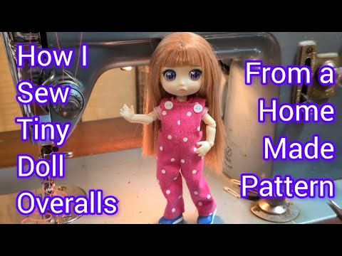 How I sew tiny doll overalls from a home made pattern