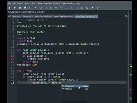 Water level sensor with Arduino IDE and python program