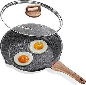 Amazon.com: Starunder Induction Nonstick Skillet Frying Pan With Lid,Swiss Granite Omelette Pan, Scratch-Resistant Safe Cookware Set，PFOA Free(8 inch): Home & Kitchen