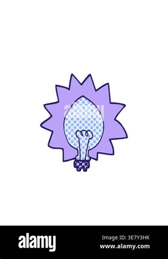 blinking radial lines animation of cartoon doodle light bulb Stock Video Footage - Alamy
