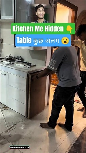 Kitchen Hidden Folding Table Design | Space Saving Idea #shorts #kitchen #table