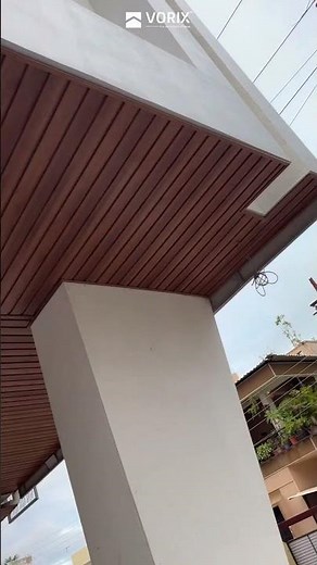 Modern Soffit Panel Installation | Elegant Wood Finish Exterior Ceiling Design#exteriordesign