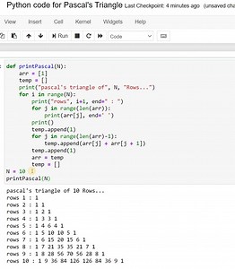 Python code for Pascal's Triangle | Python Coding