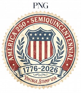250 America Semiquincentennial Round Stamp Style PNG Bundle - USA Flag & American Eagle 1776-2026 - Etsy