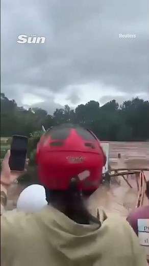 Moment Vietnam suspension bridge vanishes in raging river