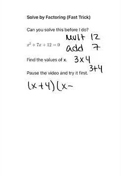 Solve by Factoring in 30 Seconds