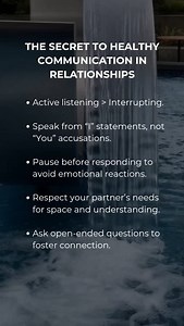 "Healthy communication is the backbone of any strong relationship. But it’s more than just talking—it’s about listening, understanding, and truly connecting on an emotional level. Here are some simple ways to improve your communication and create a deeper bond with your partner: Active listening > Interrupting Listening actively means giving your full attention, validating feelings, and responding thoughtfully. It shows respect and empathy, which are essential for healthy communication. Speak fr