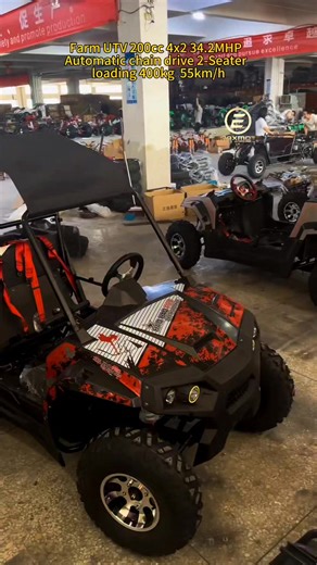 4x2 200cc Farm UTV 2 seats Automatic CVT loading 400kg Perfect for farmers, adventures,off-road fun cargo Top speed,,55km/h (34.2 MPH) Dry weight 245kgs ( 540 lbs.) Shipping weight 300kgs Fuel consumption 3.5L/100km F/R disc brake Wheelbase 1650mm (65.0in) Vehicle dimension (L×W×H) 2250x1220x1397mm ( 88.6x 48.0x55.0 inch) emaxbike2016@gmail.com whatsapp: 0086 18565119998 | Emax Motorcycle Co.,Ltd