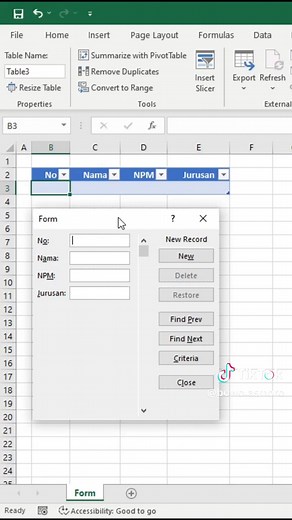 Cara Membuat Form Input Data di Excel