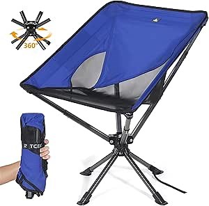 Upgraded Swivel Portable Chair - Small Compact Collapsible Folding Chair for Adults That Setup in 8 Seconds, Lightweight Outdoor Backpack Chair for Camping, Travel, Hiking, Beach,Support 300 LBS