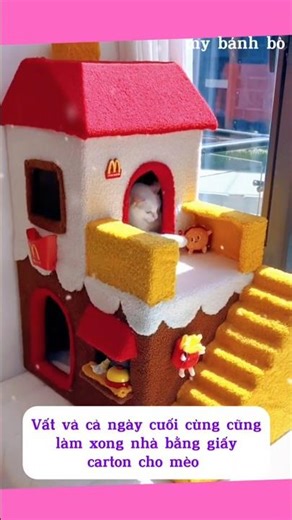 make a cat house out of old cardboard boxes