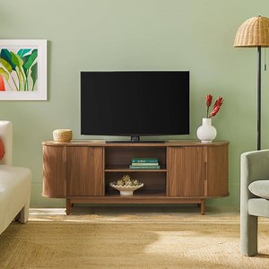 Walker Edison Furniture Company 60 in. Mocha Modern Reeded TV Stand with Open Storage (Max TV Size 70 in.) HD10167