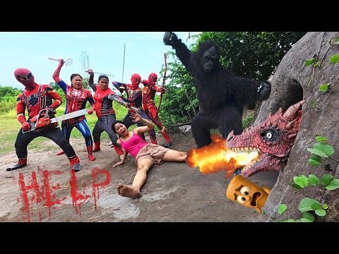 🔥 Unbelievable! 5 Spider-Man Rescue Girl from Ferocious Fire Dragon Attack