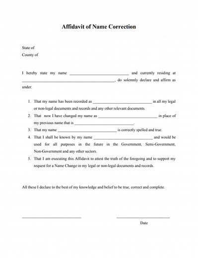 Fillable Form Affidavit of Name Change | PDFRun