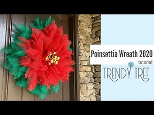 How to Make a Poinsettia Wreath with Faux Burlap Mesh 2020 by Trendy Tree
