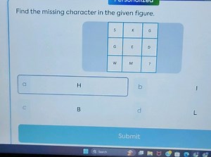 Find the missing character in the given figure.SKGGEDWM?Hb... | Filo