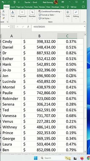 Calculate percentage in Excel using Quick Analysis - Excel Tips and Tricks