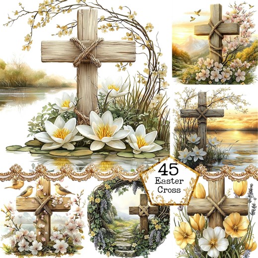 JPEG Watercolor Easter Cross Clipart Bundle Christian Clipart Religion Clipart Instant Download Paper Crafts Junk Journal Scrapbooking - Etsy