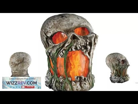 Flaming Skull Animated Prop Halloween Decor Flame Skeleton 12" Scary Decor Party