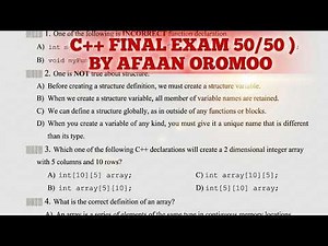 C++ Final Exam Part one By Afaan oromoo