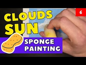 Sponge Painting Clouds with Sun in Acrylic for Beginners [6]