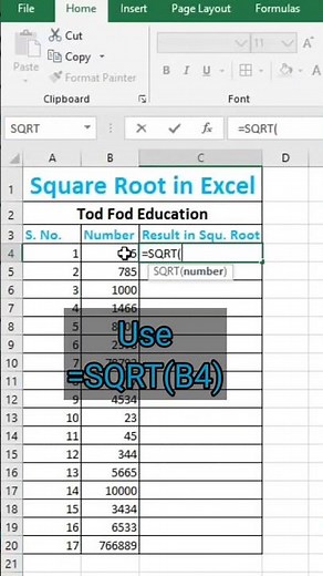 Square Root in Excel - Tips & Tricks from ‪@todfodeducation‬