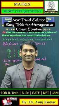 🔥Short Question Homogeneous System of linear equation🔥#engineeringmathematics #matrix #gatemaths